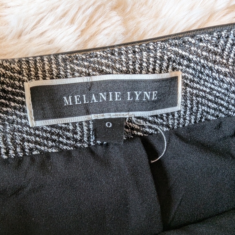 2/$20 Melanie lyne Herringbone A-Line Skirt with Faux Leather Waistband - Picture 6 of 6